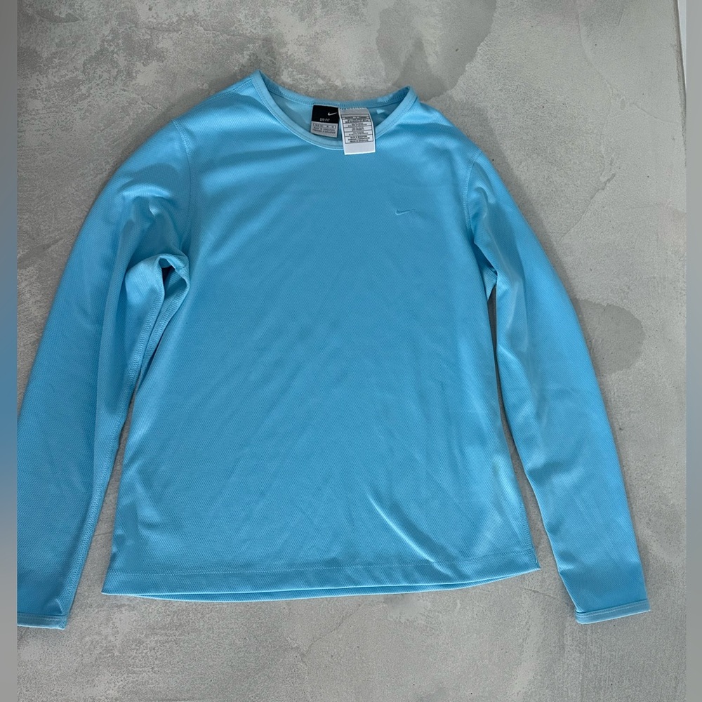 Nike long sleeve playin baby blue dry fit shirt. Size: M